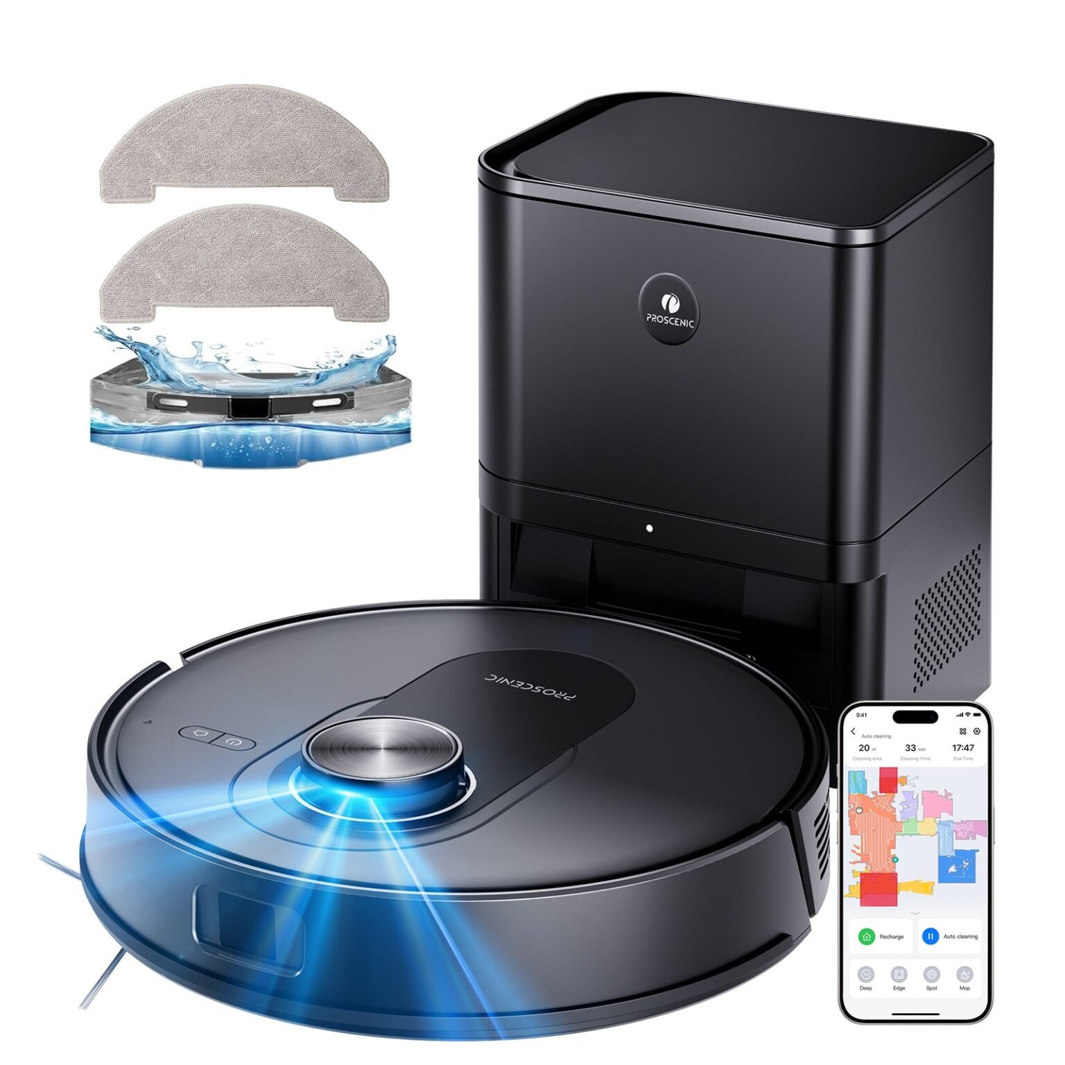 Proscenic Q8 MAX+ Smart Vacuum Cleaner Robot 3-In-1 System 8000Pa ...